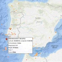 Terremoto de magnitude 5,3 atinge Portugal - Divulgação/Autoridade Nacional de Emergência e Proteção Civil