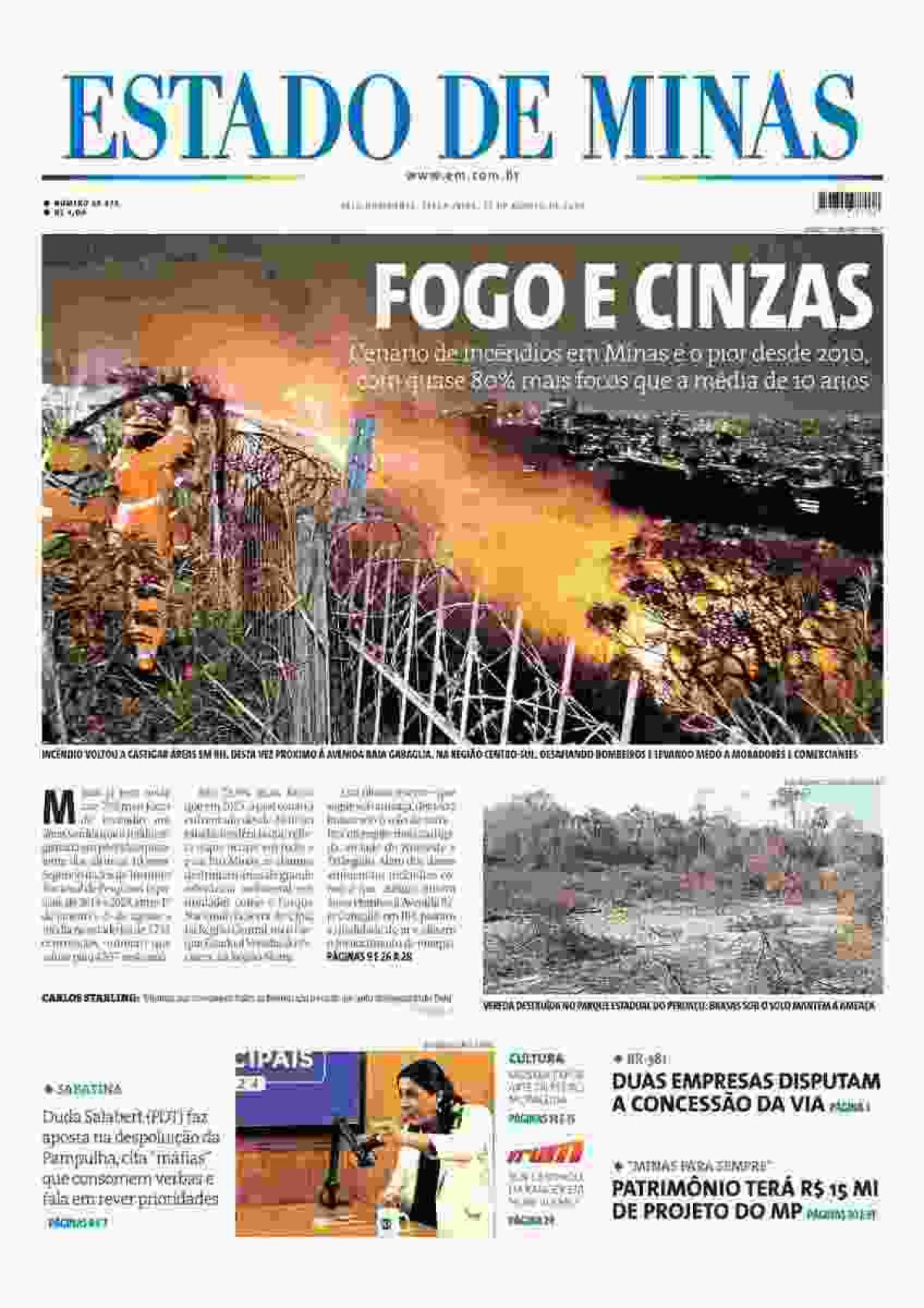 Confira a capa do Estado de Minas do dia 27/08/2024