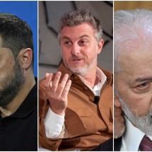 Lula "vive as narrativas da União Soviética", diz Zelensky a Huck - SERGEI CHUZAVKOV / AFP, Reprodução/Globo, Evaristo Sa/AFP