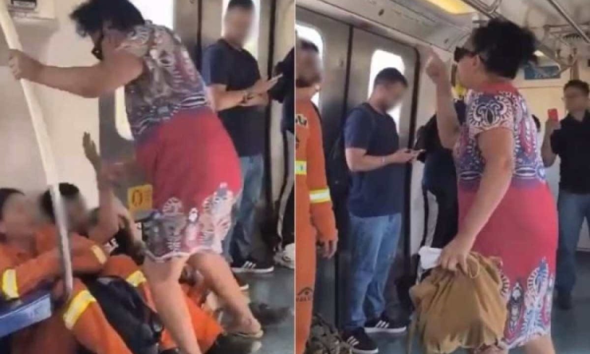 Mulher agride gari em vagão no Metrô-DF -  (crédito: Reprodução/Redes sociais)