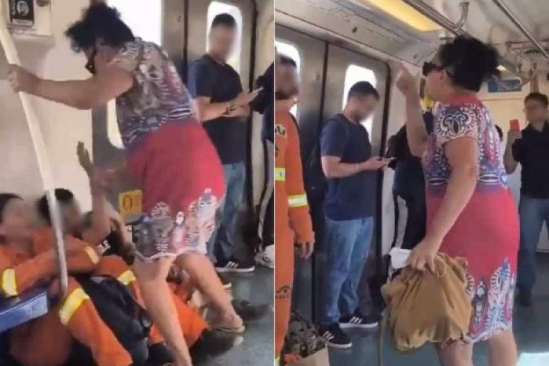 Vídeo: mulher agride gari que estava sentado no chão do metrô