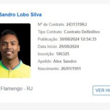 Nome de Alex Sandro no BID da CBF -  (crédito: Foto: Reprodução)