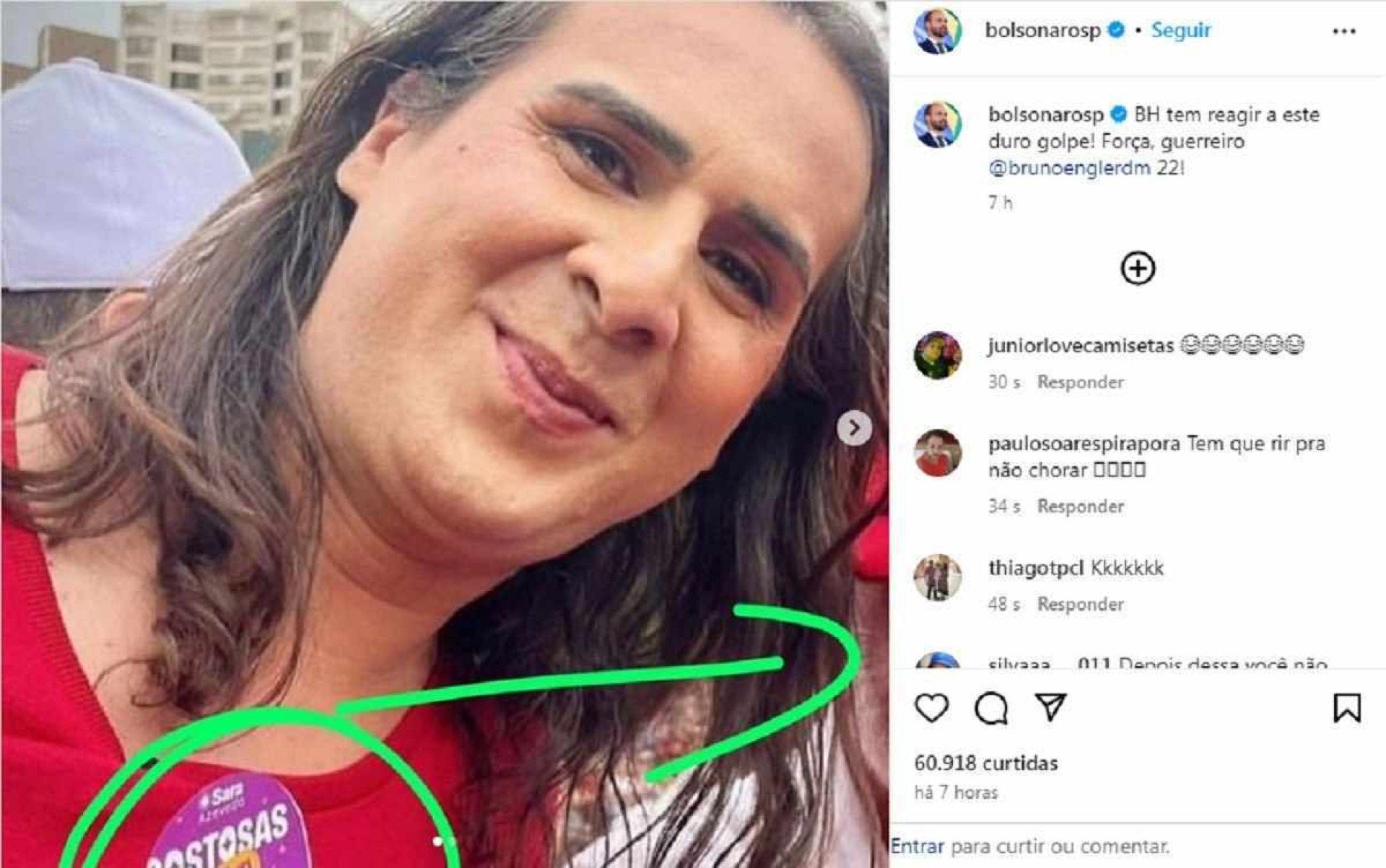 Eduardo Bolsonaro ataca Duda Salabert em postagem no Instagram