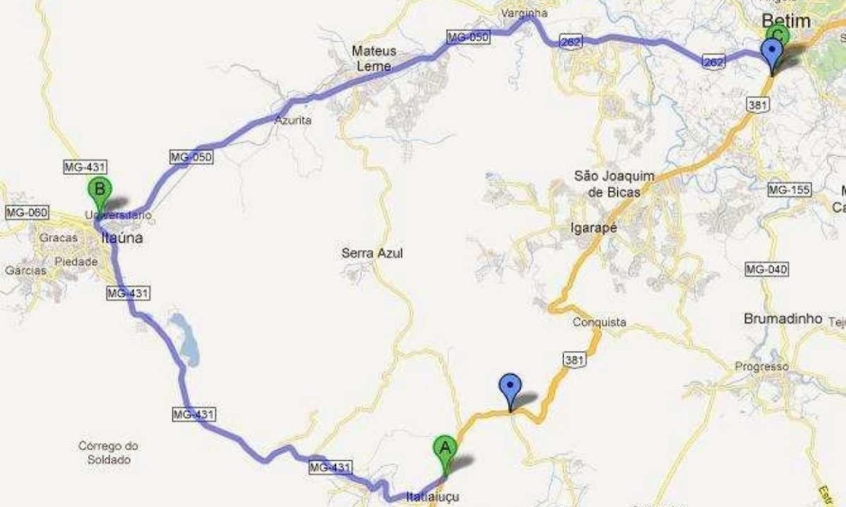 Rota alternativa para interdição de parte da BR-381  -  (crédito: Arteris/Divulgação )