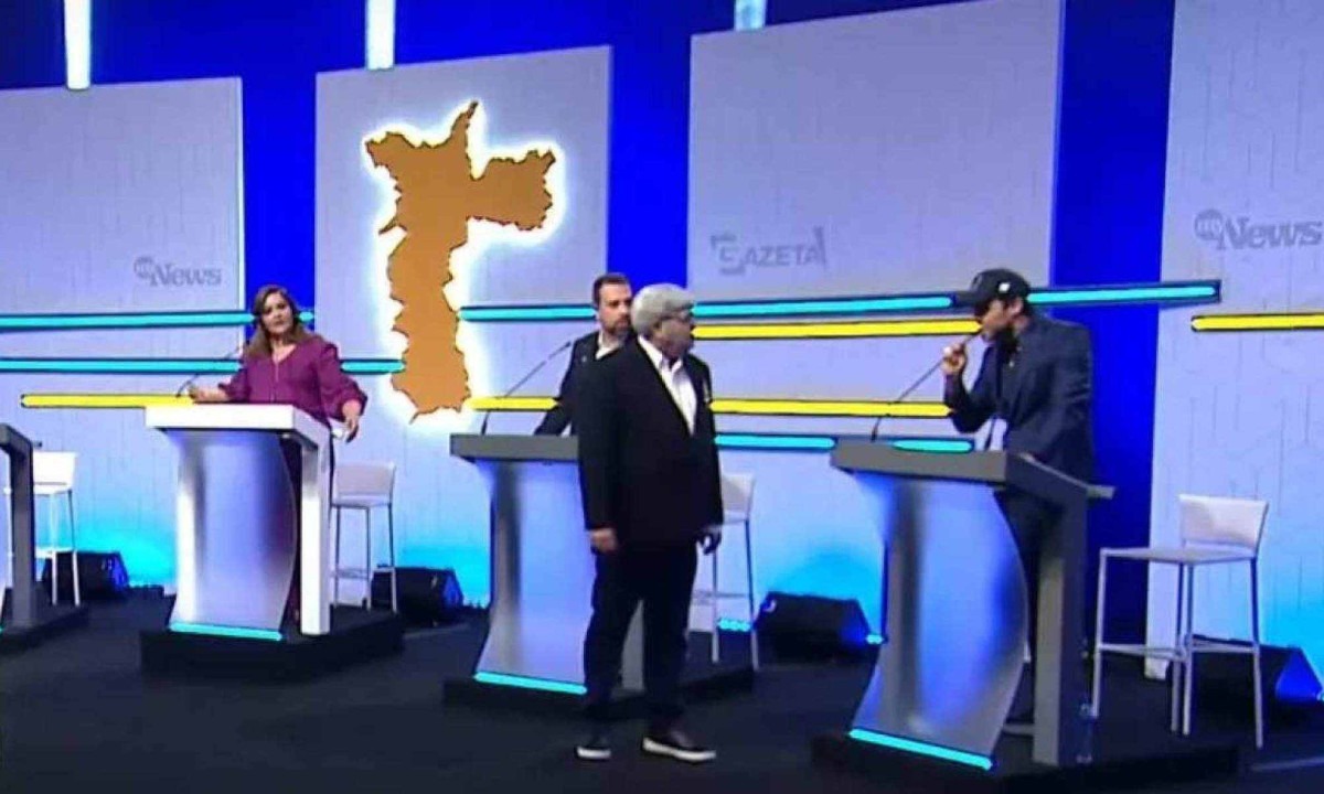 Datena discutiu com Marçal durante debate -  (crédito: Reprodução/MyNews/TV Gazeta)