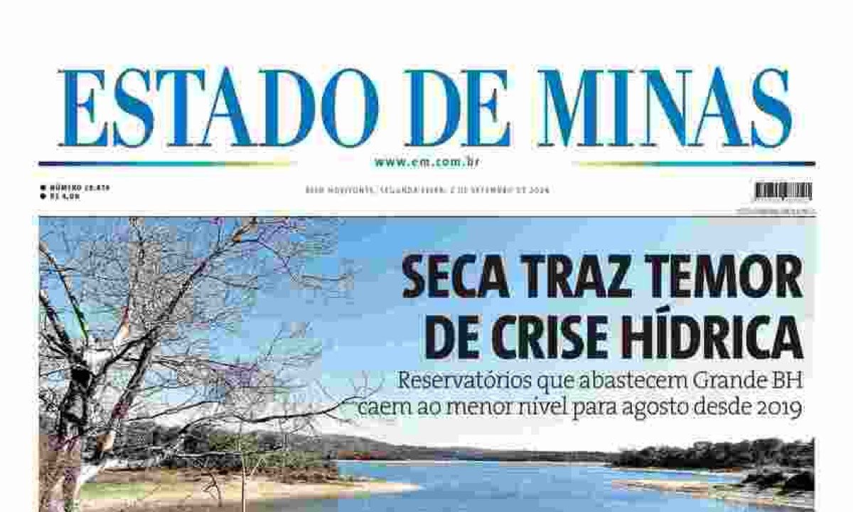 Confira a capa do Estado de Minas do dia 02/09/2024 -  (crédito: Estado de Minas)