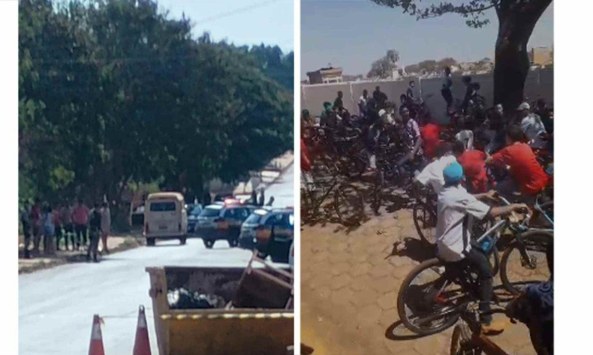 O acidente aconteceu em Frutal, no Tri&acirc;ngulo Mineiro. Na imagem &agrave; direita, amigos da v&iacute;tima prestam homenagem em frente ao cemit&eacute;rio municipal -  (crédito: Rede de Noticias)