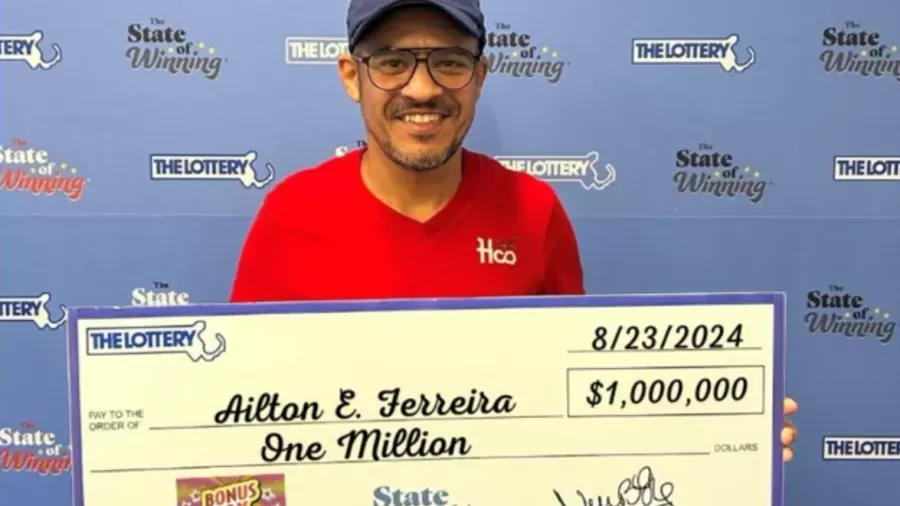 Massachusetts State Lottery/Yahoo News/Reprodução -  (crédito: Ailton Ferreira ganhou bilhete premiado)