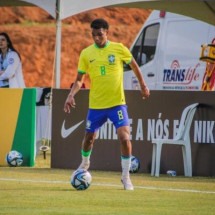 Lucas Camilo em ação na base da Seleção Brasileira  -  (crédito:  Foto: Divulgação/CBF)