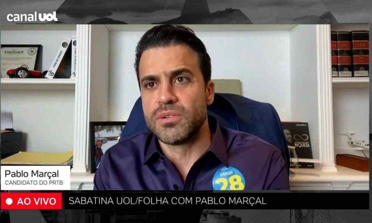 Pablo Marçal (PRTB) em sabatina da Folha de S. Paulo -  (crédito: Reprodução/Folha)