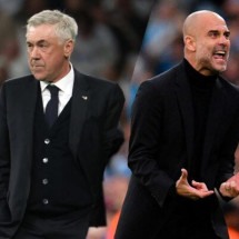 Ancelotti e Guardiola disputam prêmio de melhor técnico da última temporada  -  (crédito: - Foto: Pierre-Philippe Marcou/AFP via Getty Images ; Oli Scarf/AFP via Getty Images)