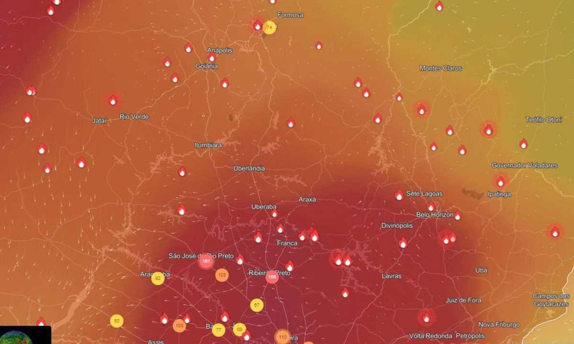 A condição do ar em algumas cidades de Minas Gerais está insalubre 