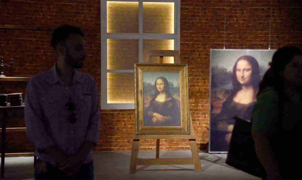 A mostra apresenta réplicas em tamanho real ou em grande escala das obras de Da Vinci, como a "Mona Lisa", e usa recursos de realidade aumentada -  (crédito:  Gladyston Rodrigues/em/D.A.Press)