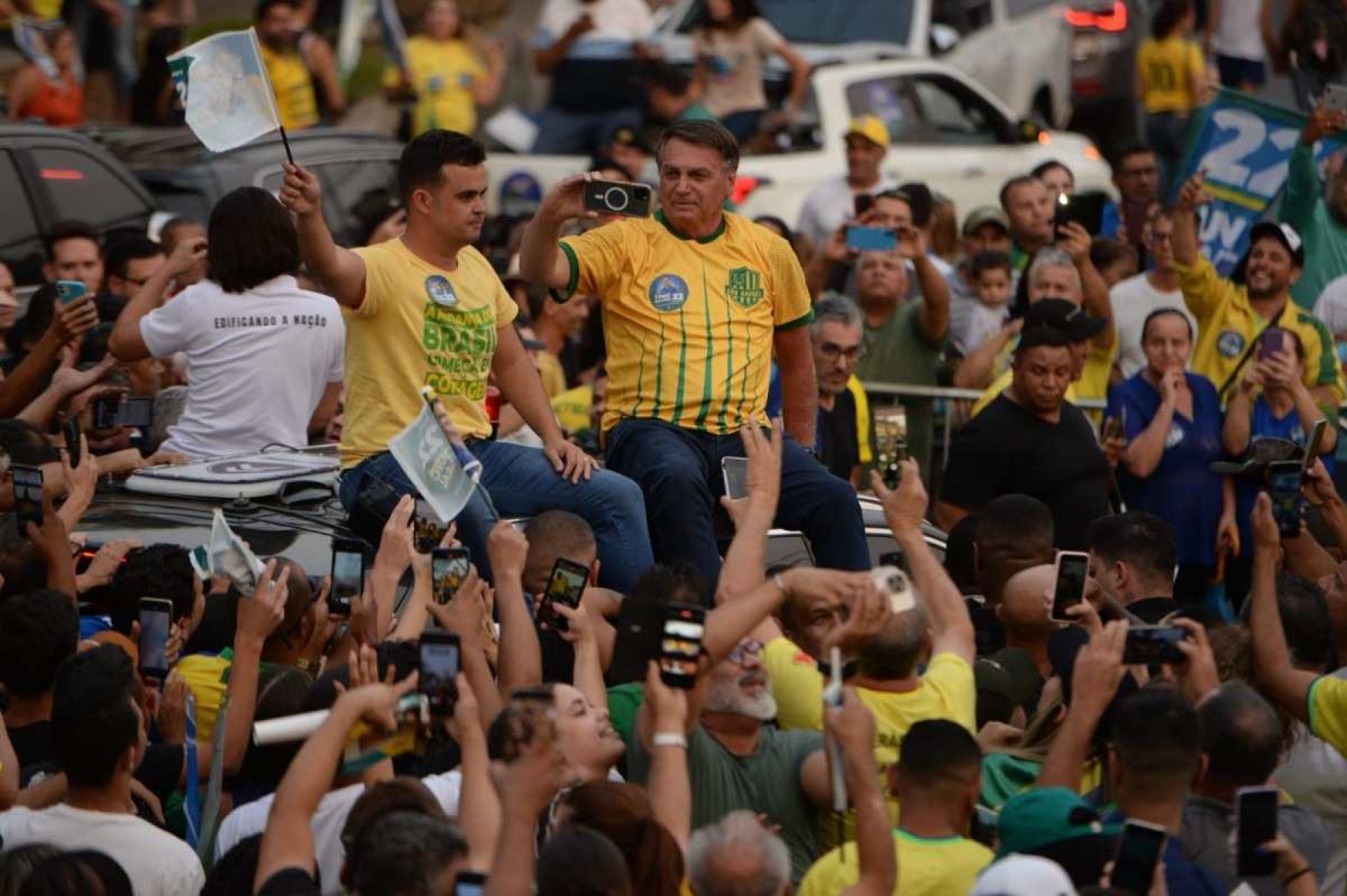 O ex-presidente Jair Bolsonaro esteve em Contagem, na Grande BH, na tarde desta quinta-feira (5/9) -  (crédito: Tulio Santos/EM/D.A. Press)