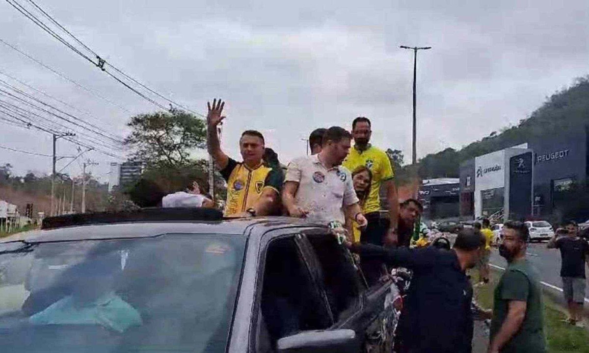 Carreata com Bolsonaro teve pouca adesão de apoiadores em Juiz de Fora -  (crédito:  Bruno Barros/EM/D.A Press)