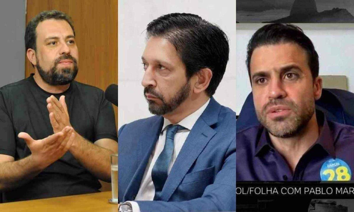 Guilherme Boulos (Psol), Ricardo Nunes (MDB) e Pablo Marçal (PRTB), candidatos à Prefeitura de São Paulo -  (crédito: Gladyston Rodrigues/EM/D.A Press - Divulgação/Alesp - Reprodução UOL/Folha)