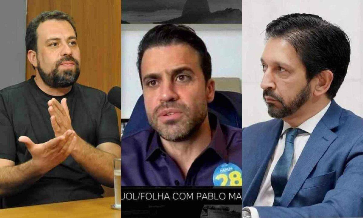 Guilherme Boulos (Psol), Pablo Marçal (PRTB) e Ricardo Nunes (MDB), candidatos à Prefeitura de São Paulo -  (crédito: Gladyston Rodrigues/EM/D.A Press - Reprodução UOL/Folha - Divulgação/Alesp)