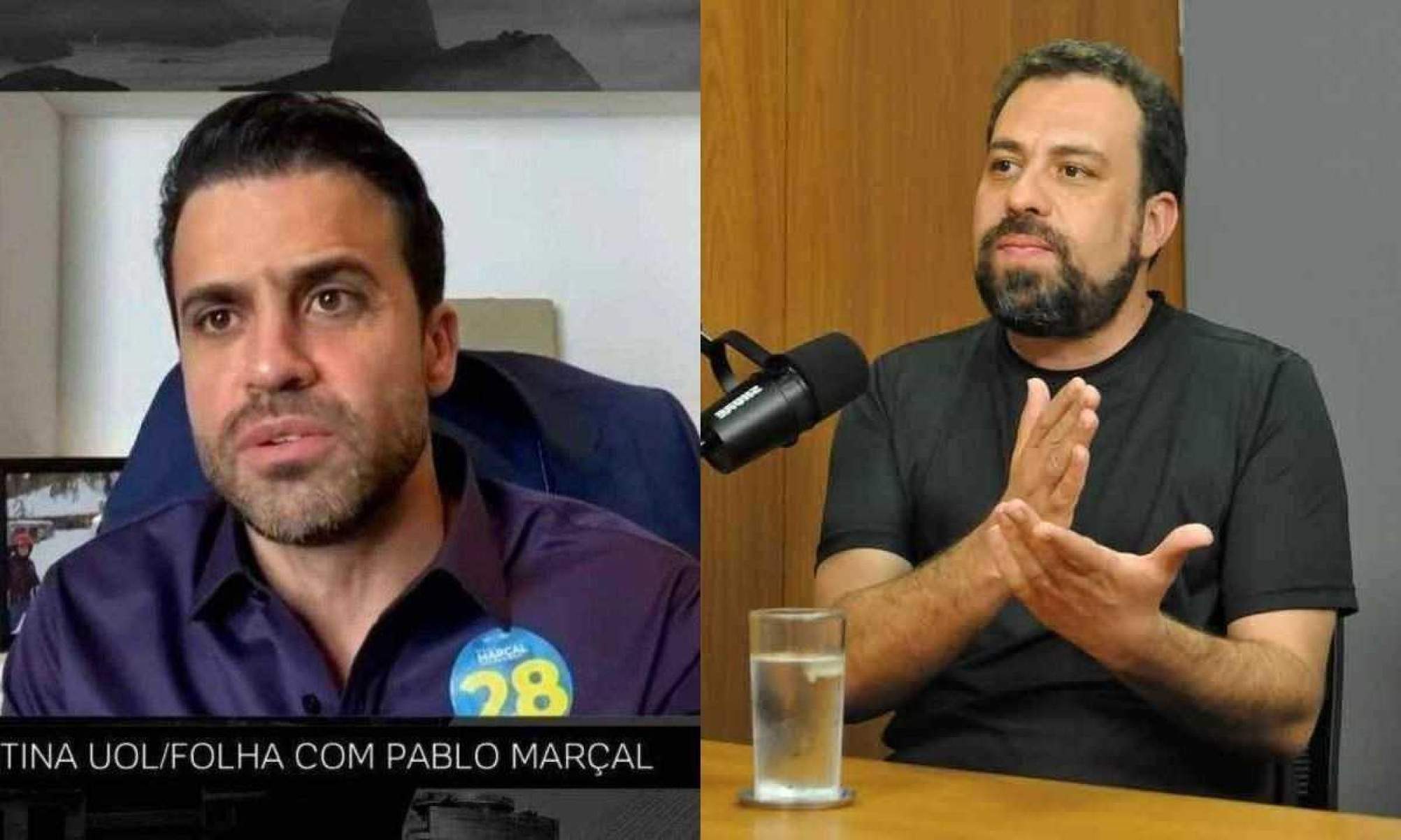 Pablo Marçal (PRTB) e Guilherme Boulos (Psol), candidatos à Prefeitura de São Paulo -  (crédito: Reprodução UOL/Folha - GLADYSTON RODRIGUES/EM/D.A.PRESS)