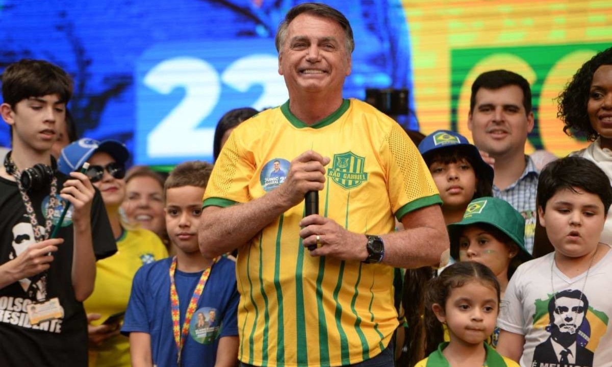 Bolsonaro durante comício em Belo Horizonte, na última semana -  (crédito: Marcos Vieira/EM/D.A Press)