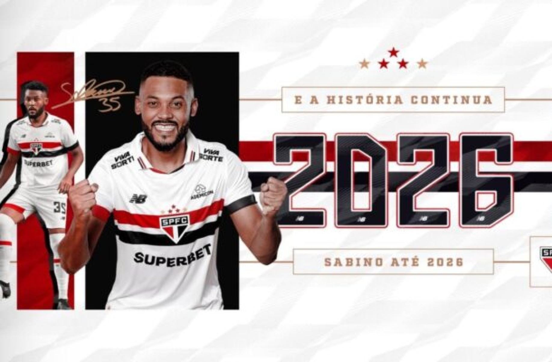 São Paulo anuncia renovação do zagueiro Sabino até o fim de 2026