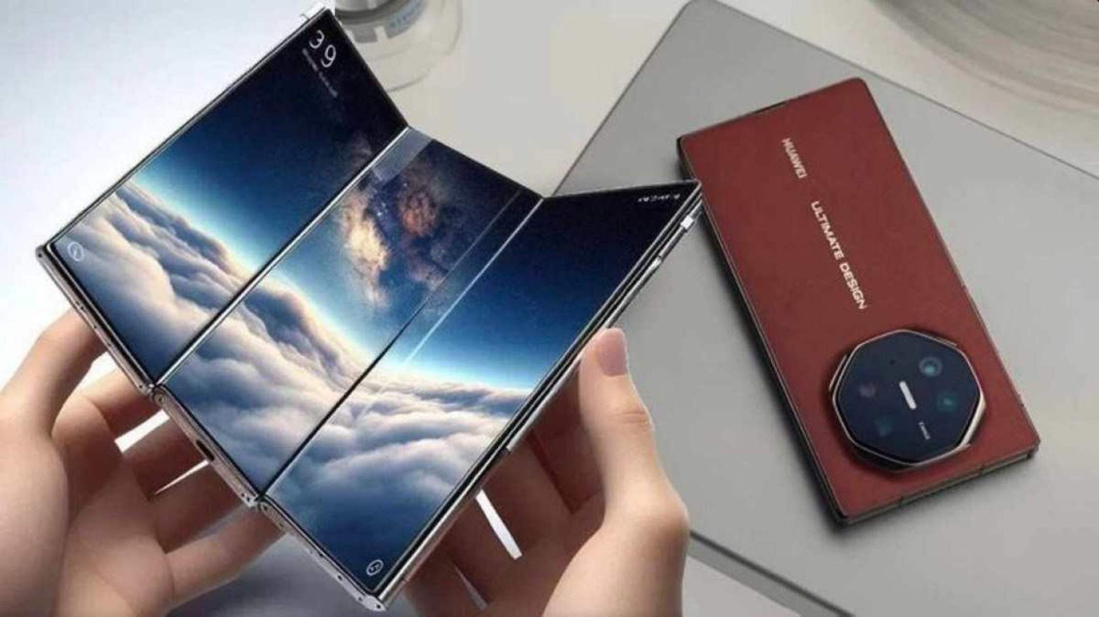 Huawei Mate XT, o aparelho celular dobrável em três partes -  (crédito: Huawei/Divulgação)