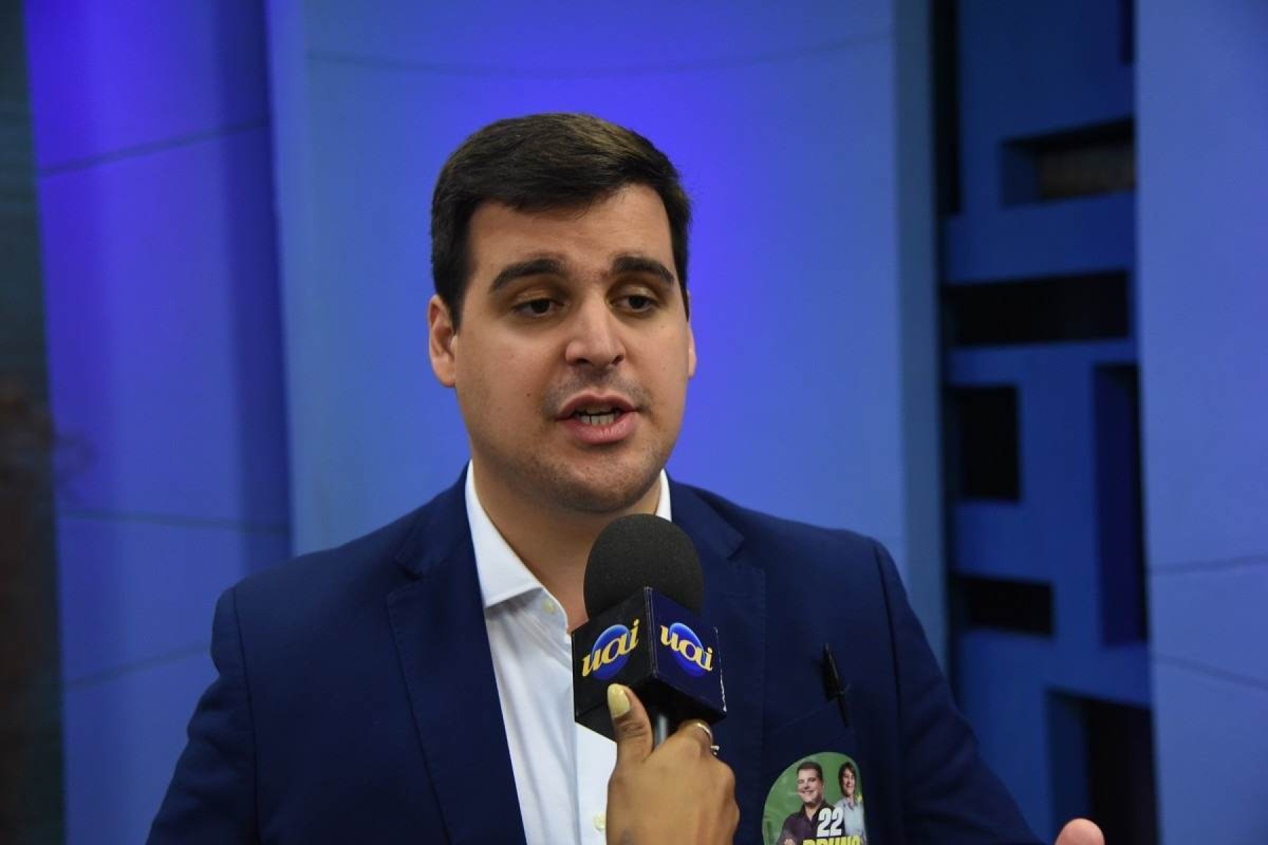 Ap&oacute;s o debate, Bruno Engler aproveitou para criticar o prefeito Fuad Noman -  (crédito: Gladyston Rodrigues/EM/D.A.Press)