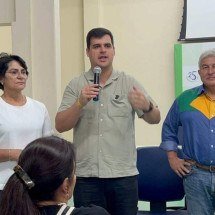 Acompanhado do senador Astronauta Marcos Pontes, Engler fala de tecnologia - Fernanda Tubamoto/EM/D.A Press