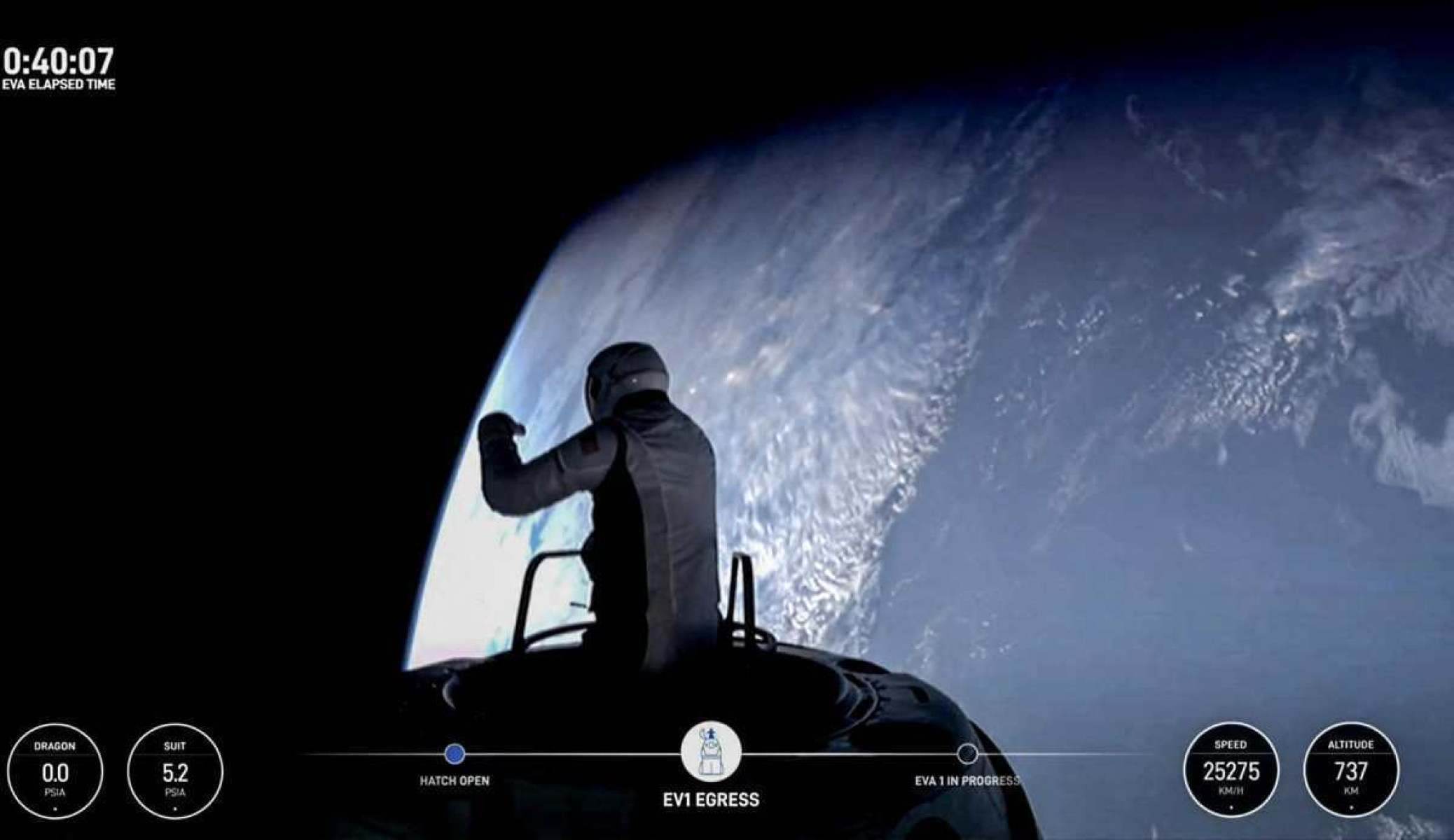 Os feitos aconteceram durante a missão Polaris Dawn e só foram possíveis graças a uma série de avanços tecnológicos       -  (crédito: AFP PHOTO / SpaceX / Polaris)