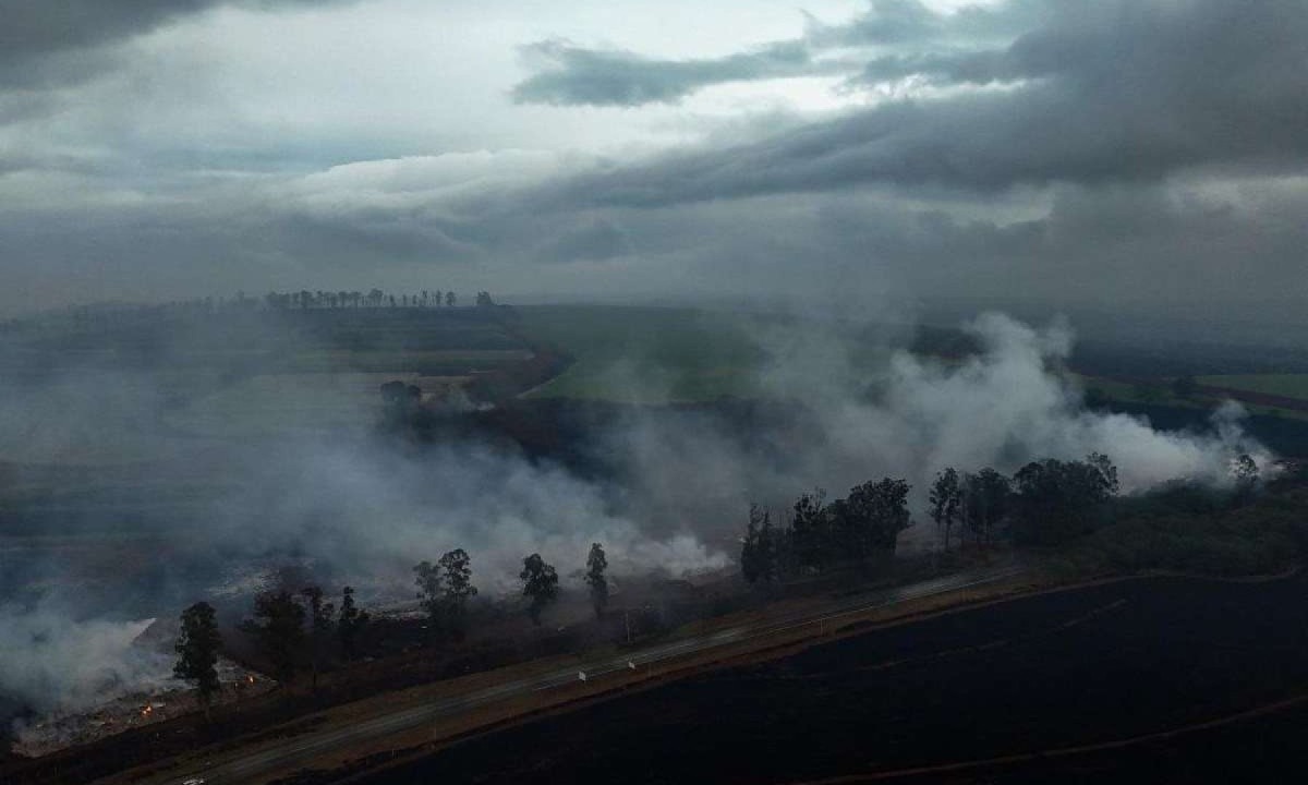 Queimadas em Ribeirão Preto, interior de São Paulo, comprometem a qualidade do ar   -  (crédito: CARLOS FABAL/AFP)