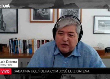 Candidato à Prefeitura de São Paulo, José Luiz Datena (PSDB), durante sabatina da Folha/UOL -  (crédito: Reprodução/Youtube)