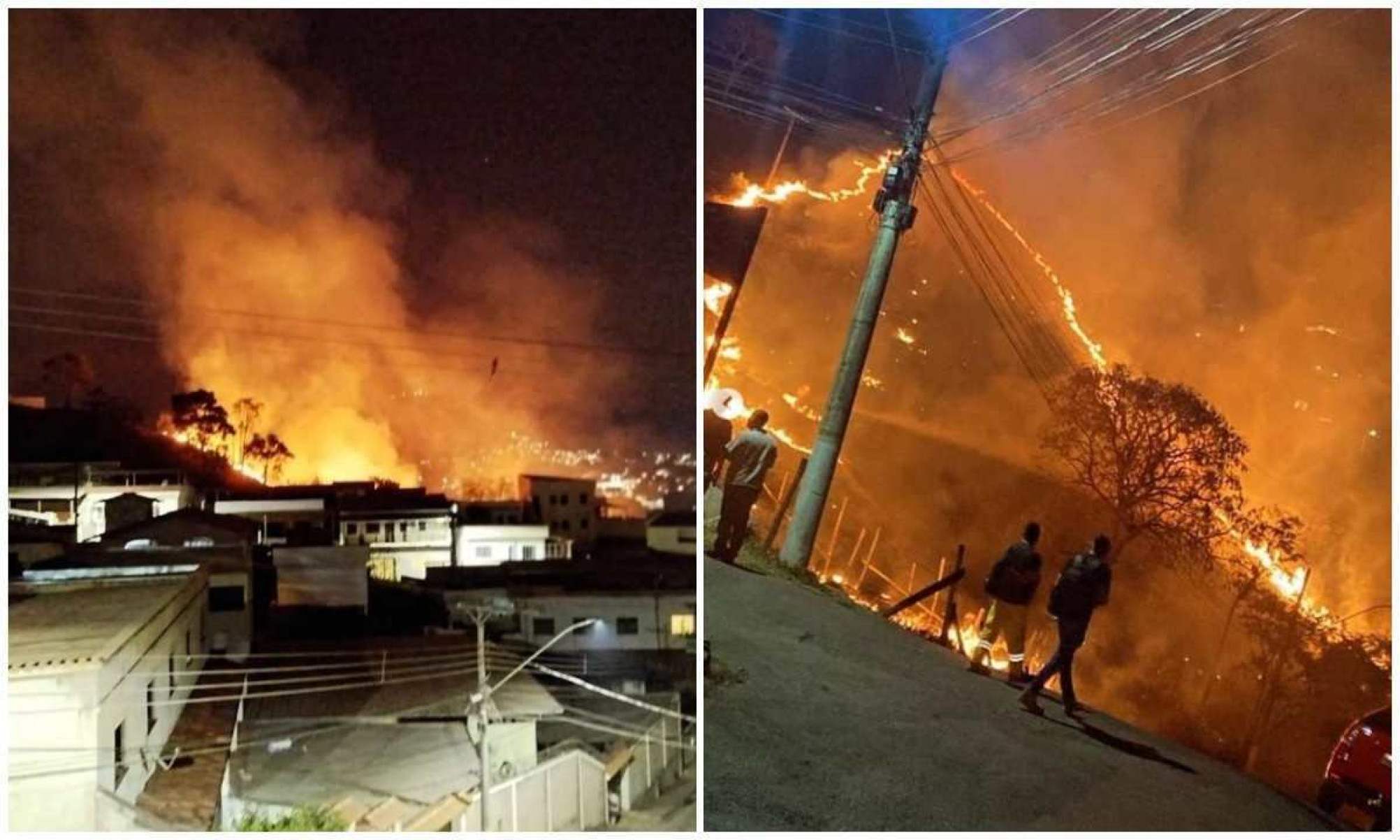 Linha de fogo ficou situada em uma área de pasto entre os bairros Santa Tereza e Monte Sinai, em Itabirito -  (crédito: Radar Geral/Itabirito/Reprodução)