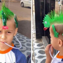 Dia do cabelo maluco: menino rouba cena com penteado de camaleão - Reprodução / Instagram