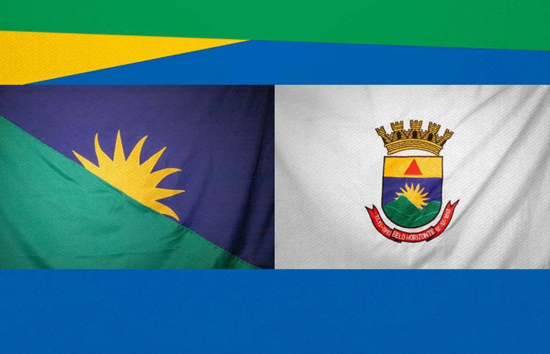 Comparação entre a nova bandeira sugerida para BH (à esquerda) e a atual bandeira usada pela cidade (à direita)