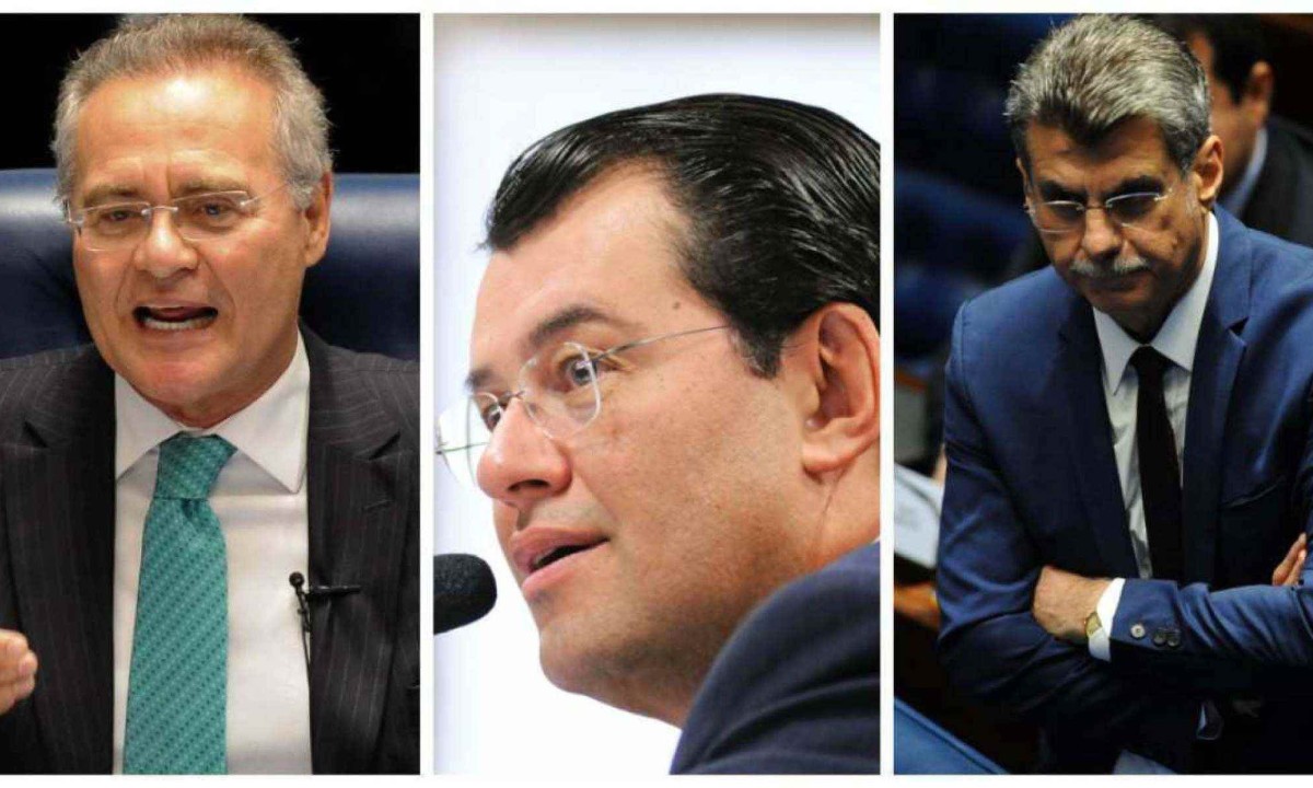 Renan Calheiros, Eduardo Braga e Romero Jucá -  (crédito: AFP / ANDRESSA ANHOLETE, Arthur Monteiro/Agência Senado)