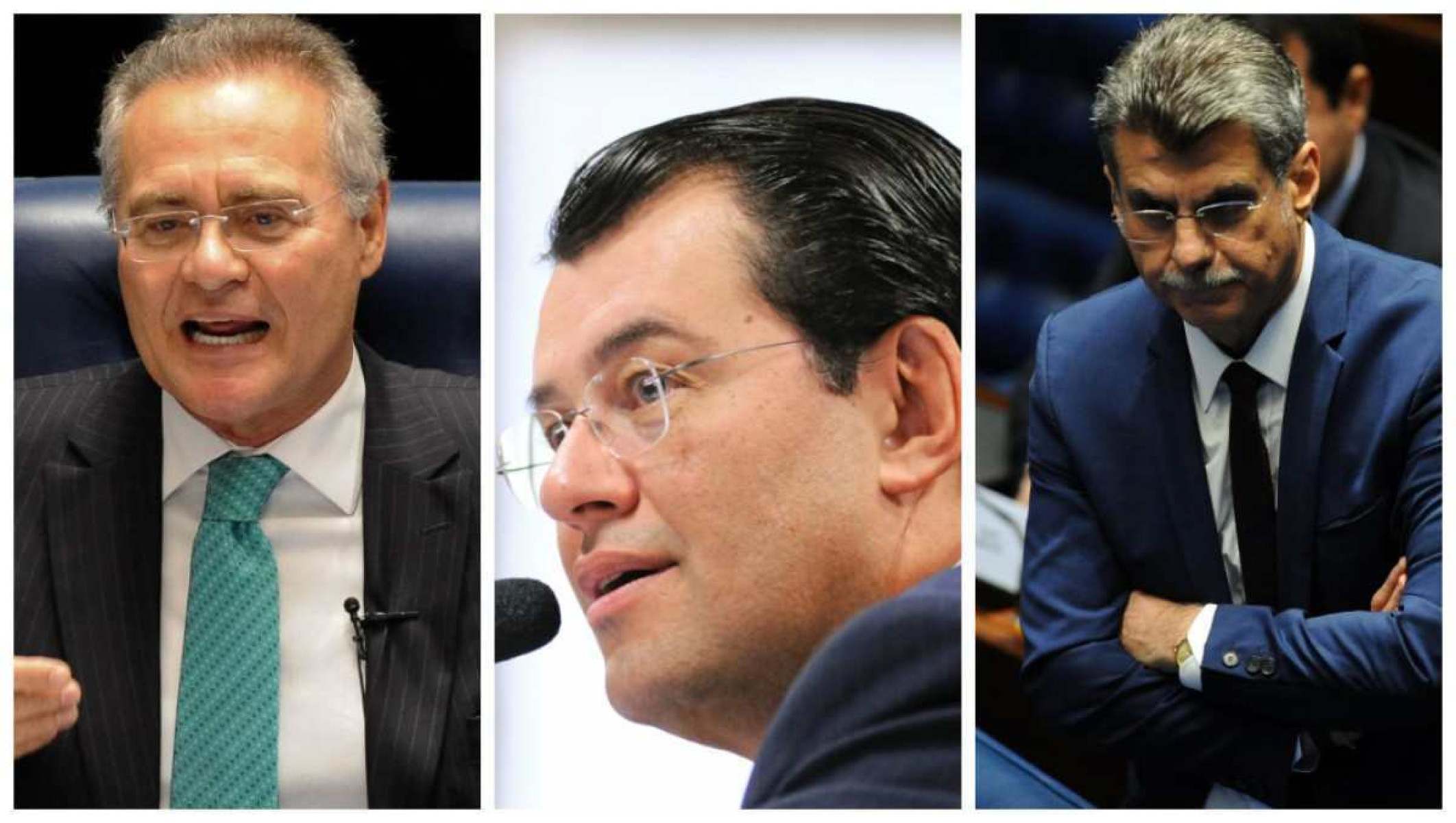 Renan Calheiros, Eduardo Braga e Romero Jucá -  (crédito: AFP / ANDRESSA ANHOLETE, Arthur Monteiro/Agência Senado)