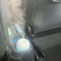 Motoristas de aplicativo tentam driblar calor e tempo seco com umidificador - Clefersson Augusto Barros
