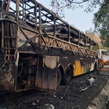 Mulher ateia fogo em ônibus e morre carbonizada na BR-381 - CBMMG
