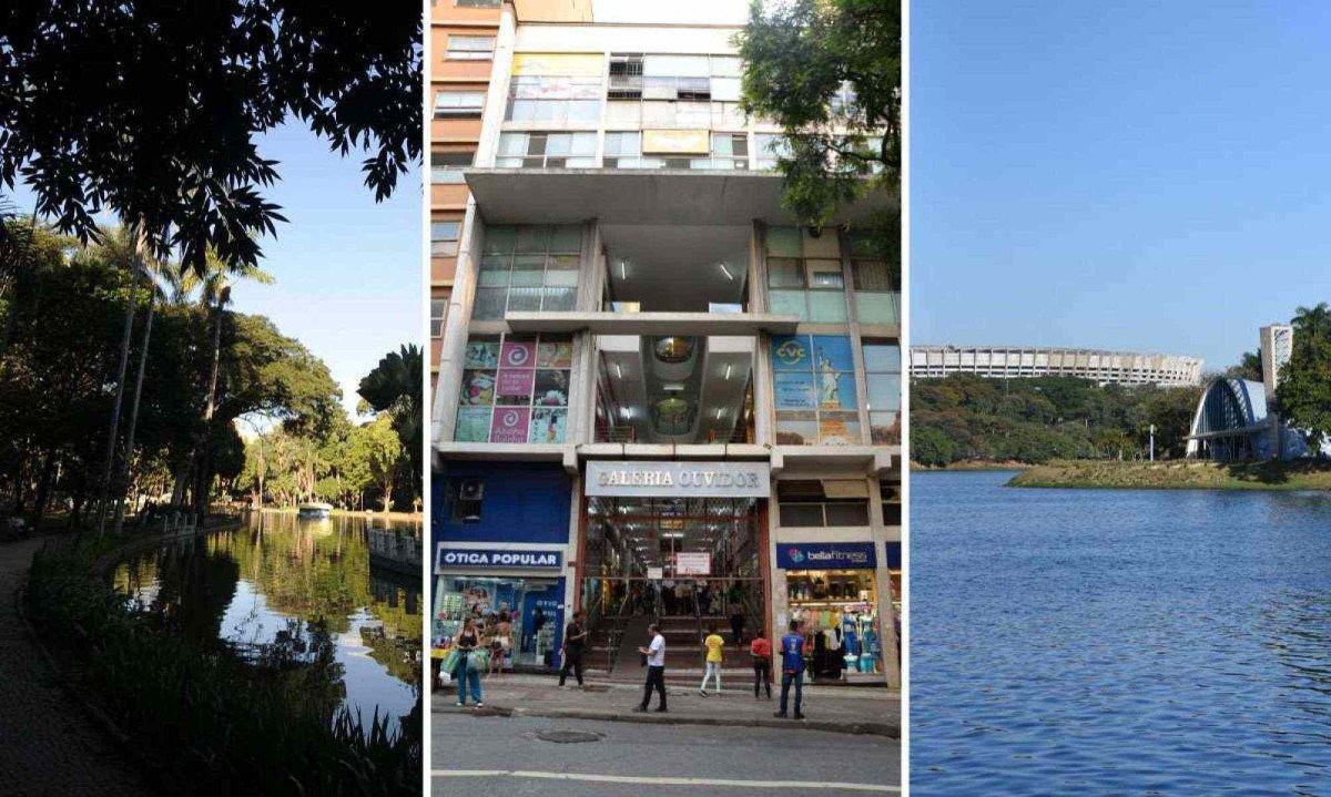 Parque Municipal, Galeria Ouvidor e Pampulha estão entre lugares citados pelos candidatos -  (crédito: Montagem sobre fotos de Alexandre Guzanshe, Tulio Santos e Leandro Couri/EM/D.A Press)