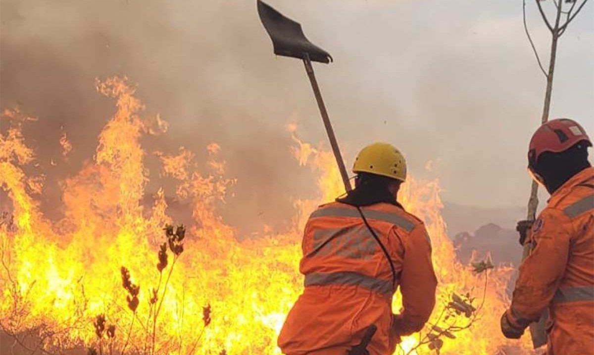 Combate aos quatro focos de incêndios na Serra do Caraça entra em seu 12º dia consecutivo -  (crédito: Sala de Imprensa/CBMMG)