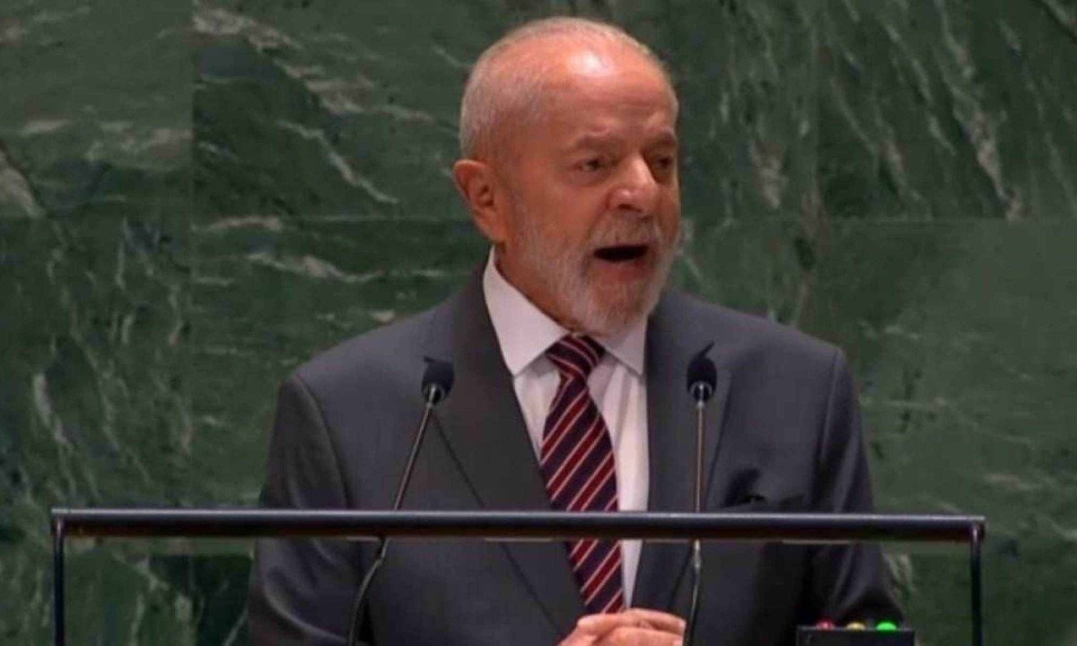 O microfone foi cortado após Lula exceder o tempo de fala -  (crédito: Reprodução)