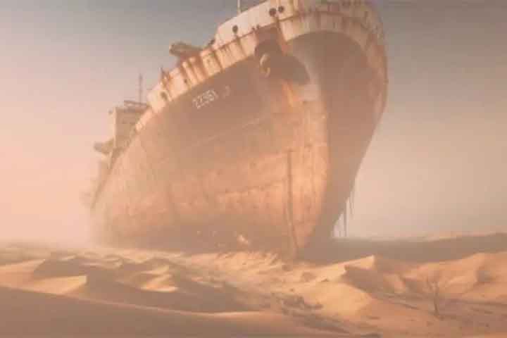 A Costa dos Esqueletos, na Namíbia, tem um verdadeiro cemitério a céu aberto, onde estão milhares de navios encalhados no deserto. Carcaças de barcos e esqueletos de animais marinhos revelam histórias de exploração, naufrágios e um passado colonial alemão. -  (crédito:  Divulgação)