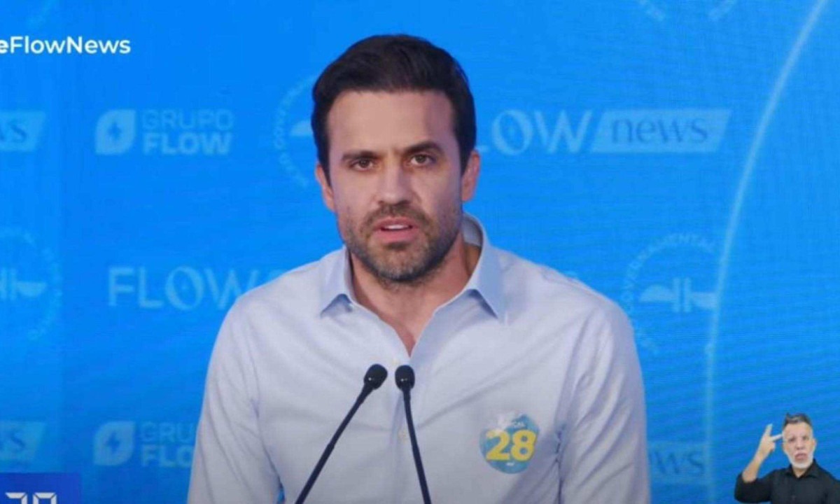 Pablo Mar&ccedil;al (PRTB), candidato &agrave; Prefeitura de S&atilde;o Paulo, em debate promovido pelo grupo Flow -  (crédito: Reprodu&ccedil;&atilde;o / Flow Podcast)