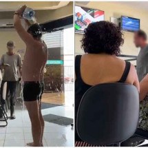 Homem toma banho de cueca na Copasa em protesto contra a falta de água - Redes sociais/Reprodu&ccedil;&atilde;o