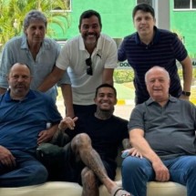 Dudu aproveitou para tietar Felipão e Carlos Pracidelli no CT do Palmeiras -  (crédito: Foto: Reprodução / Instagram @7_dudu)