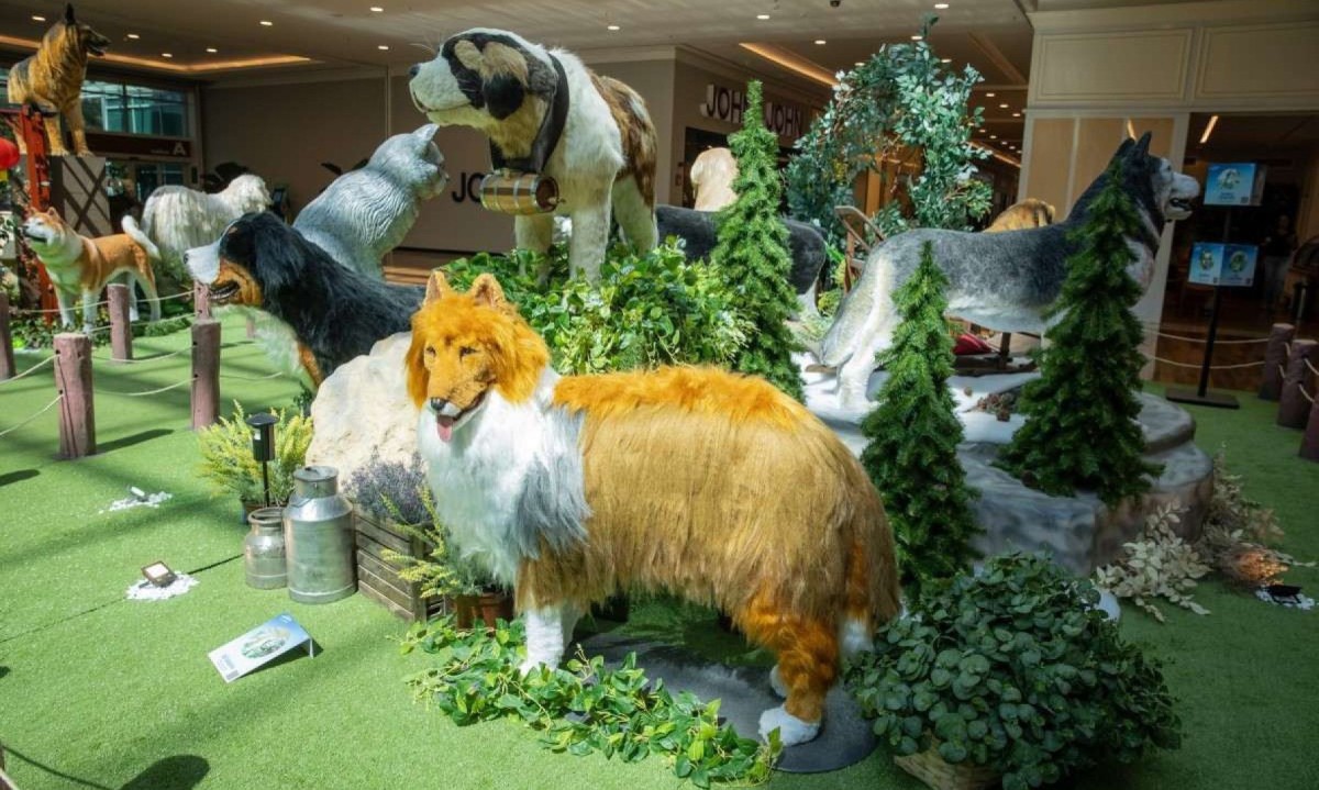As esculturas da exposição PetMania remetem às principais raças de cães e gatos encontradas no mundo -  (crédito: Divulgação/ BH Shopping)