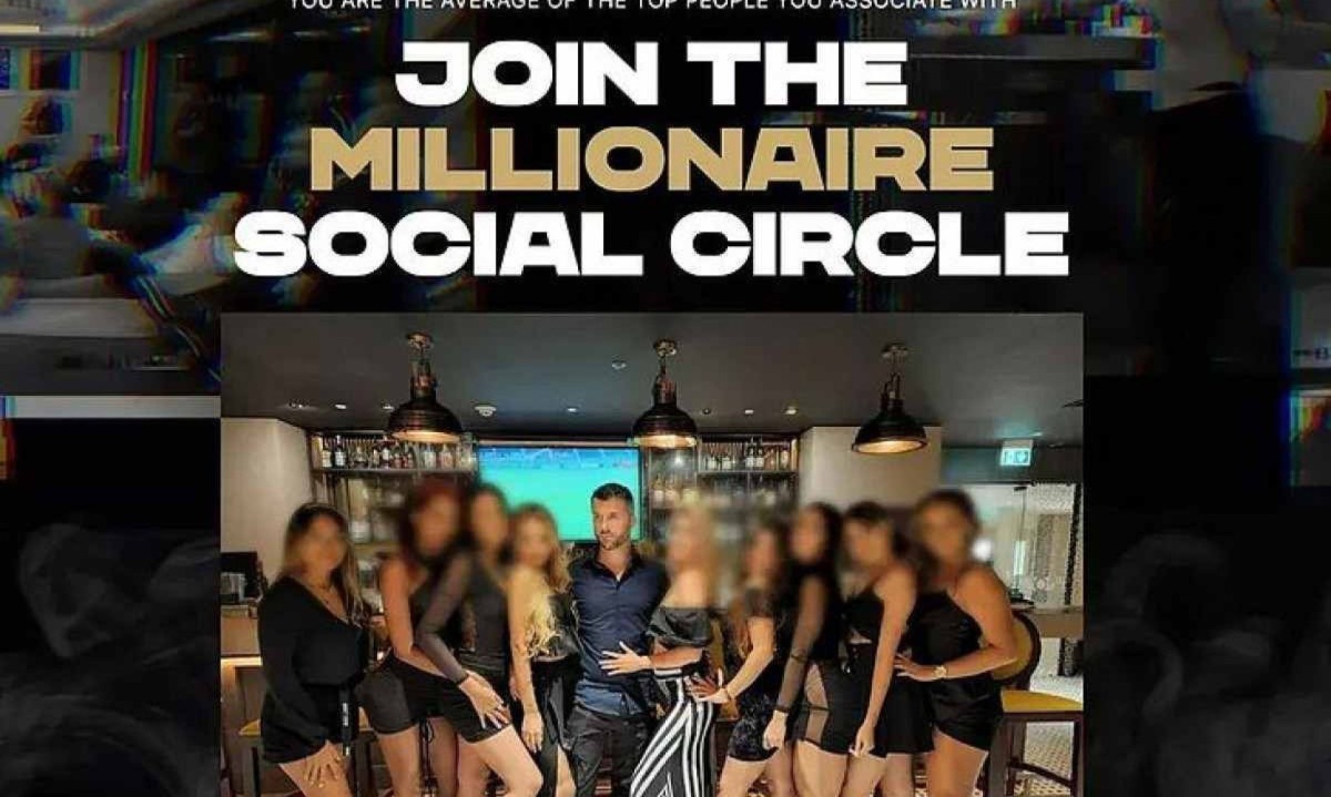 O grupo Millionaire Social Circle oferecia cursos a homens com supostas técnicas para conquistar mulheres -  (crédito: Reprodução)