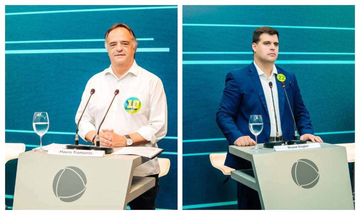 Tramonte e Engler travam disputa nas urnas e debates em busca de vaga no segundo turno pela Prefeitura de Belo Horizonte -  (crédito: Marcos Vinicius/Record Minas)