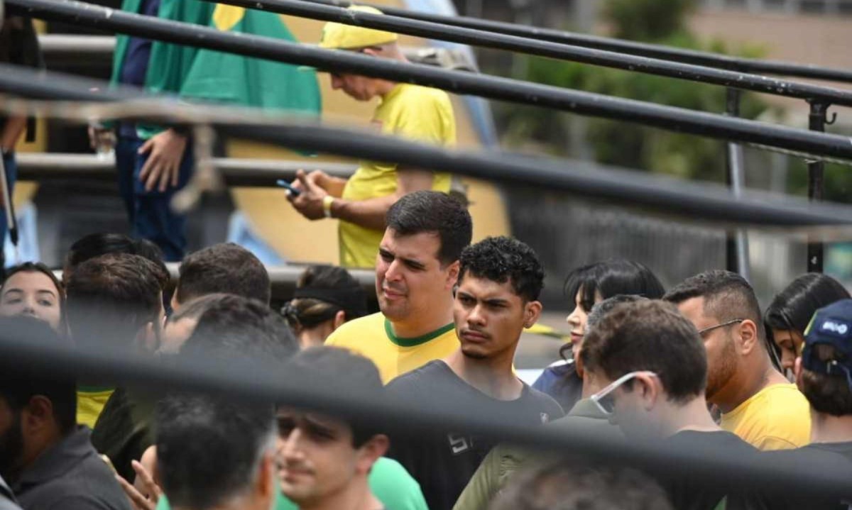 Bruno Engler esteve em manifestação contra Moraes em BH -  (crédito: LEANDRO COURI/EM/DAPRESS)