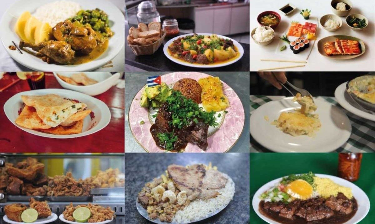 Como os candidatos ao cargo máximo da administração municipal interagem com a gastronomia da cidade? Saiba o que eles pensam e o que propõem -  (crédito: Montagem com fotos de Barbara Kaucher, Gladyston Rodrigues, Sushi Naka, Rei do Pastel, Lília Gomes, Alexandre Guzanshe e Leandro Couri)