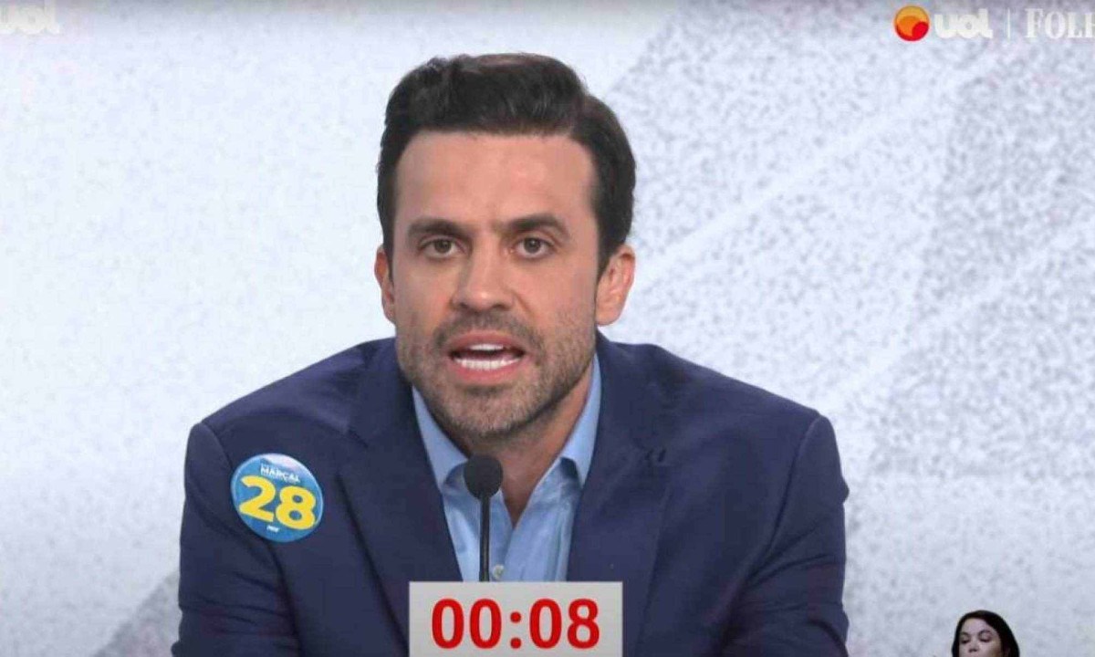 Pablo Marçal provoca adversários em debate -  (crédito: FOLHA / UOL)